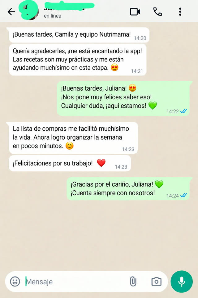 Captura de un testimonio real recibido por WhatsApp